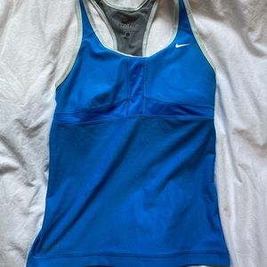nike blue tank with built in bra- S